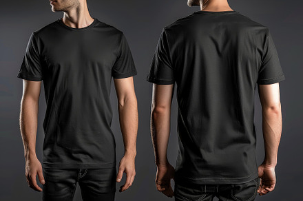 Black T-Shirt Showcased on a Model A, a Photo by Tanuart
