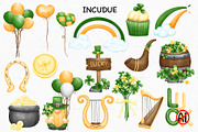 Watercolor St. Patrick’s Day Clipart, a Seasonal Illustration by Vavavan Artwork (Thumbnail 3 of 4)