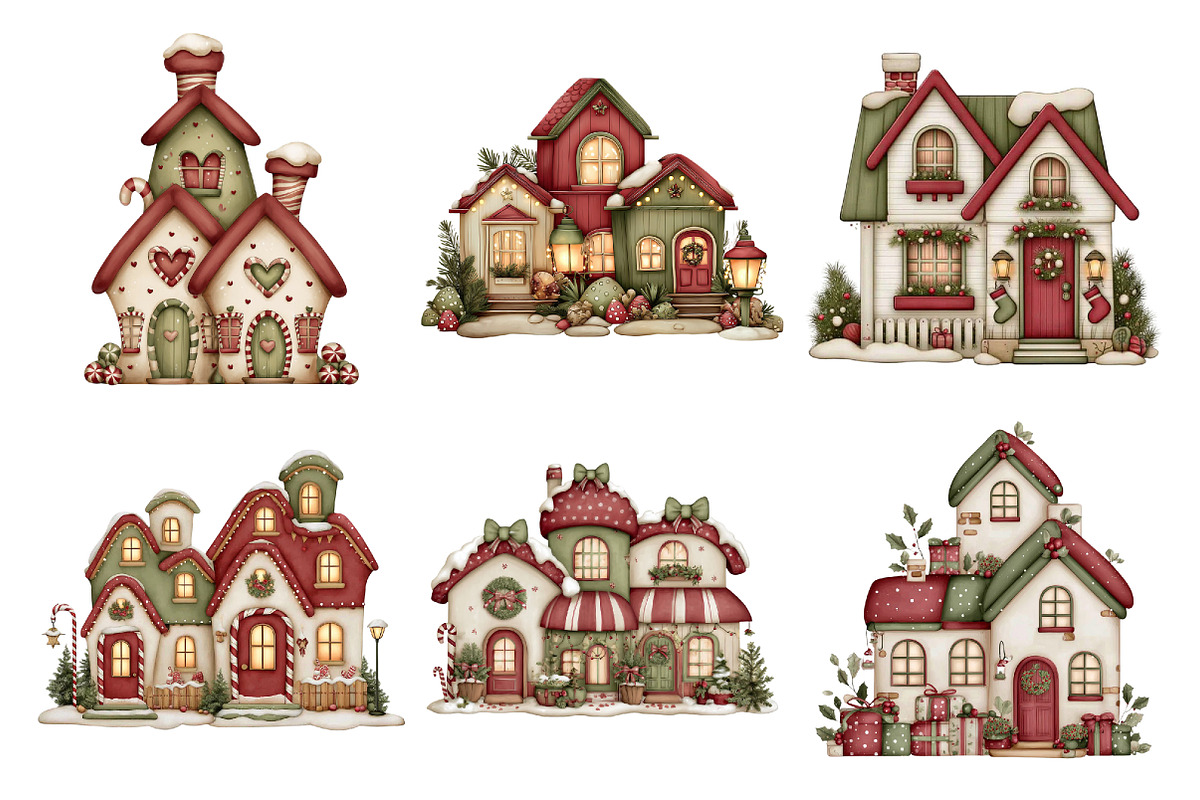 Whimsical Christmas House Clipart, a Seasonal Illustration by Creative Art (Photo 4 of 7)