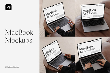 MacBook Air with Hands Mockups, a Mac Mockup by Feel This
