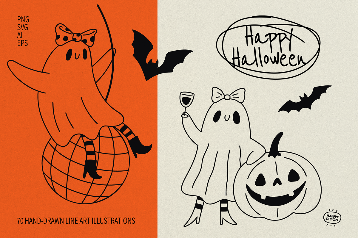 Halloween Doodle Illustrations, a Seasonal Illustration by happpydesign (Photo 2 of 11)
