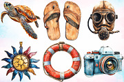 Watercolor Sepia Tropical Beach PNG, a Seasonal Illustration by Canvas Craft (Thumbnail 2 of 5)