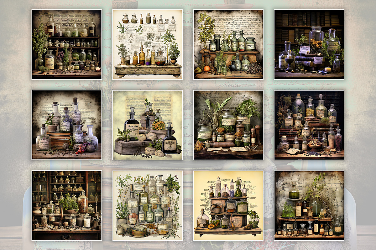 Old Apothecary Digital Papers, a Background Graphic by Fun Digital (Photo 2 of 4)