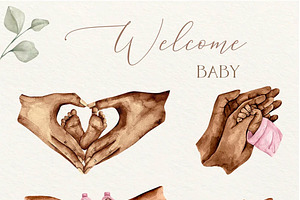 Newborn Watercolor Clipart