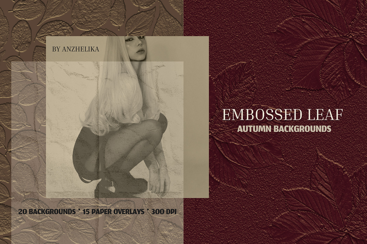 Embossed Leaf Autumn Backgrounds, a Background Graphic by Anzhelika (Photo 1 of 12)