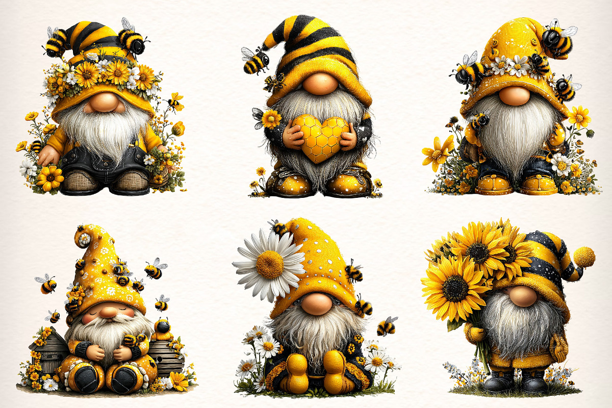 Honey Bee Gnome Watercolor Clipart, an Illustration by Dream Creation (Photo 4 of 7)