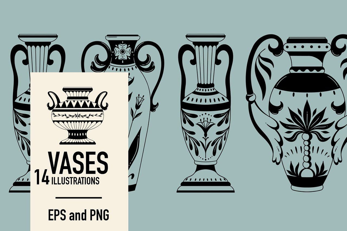 Vases. Graphic clipart + patterns., a Graphic by heyXeni (Photo 1 of 5)