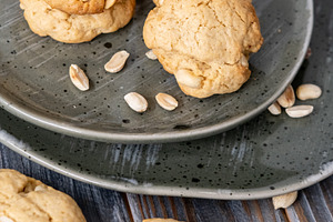 Tasty food crunchy biscuits cookies served peanut, a Food & Drink Photo by Photo Drive Studio