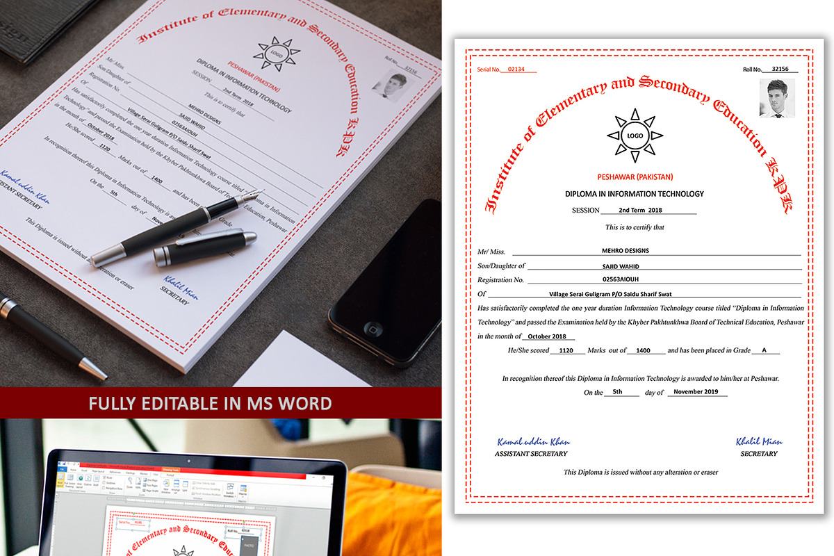 Diploma Certificate, a Stationery Template by Artiverge (Photo 2 of 2)