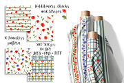 Wildflowers, stripes, checks bandle, a Pattern Graphic by Oksana Dovhopol Art (Thumbnail 3 of 23)