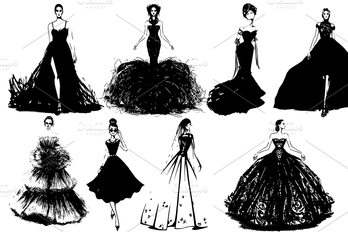 50 beautiful girls in evening dresse, a Decorative Illustration by AnastasiyaOleynik (Photo 6 of 7)