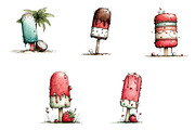 Whimsical Summer Ice Cream Clipart, an Illustration by CreationArt (Thumbnail 6 of 6)