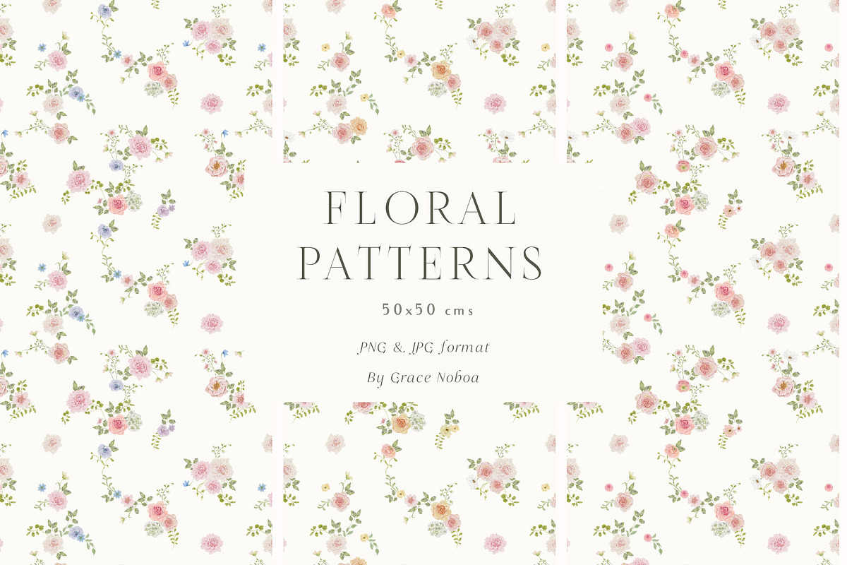 Spring summer pastel flowers clipart, a Decorative Illustration by Grace Noboa Illustrations (Photo 13 of 20)