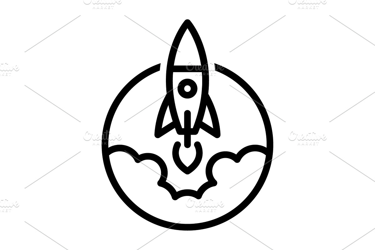 Started rocket blak icon, an Outline Icon by Creative priyanka
