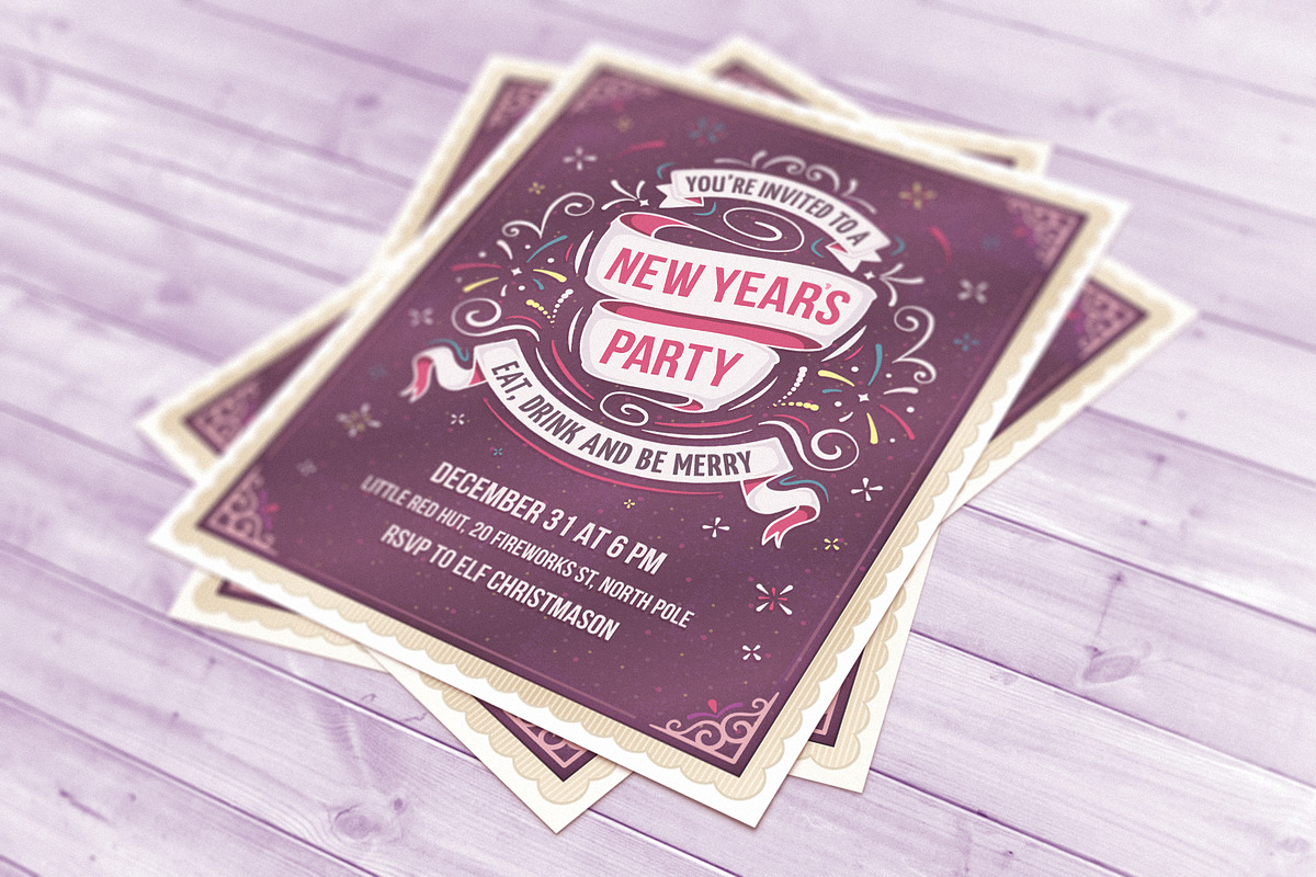 New Year's Party Invitation, a Card Template by Mera Pixels (Photo 3 of 3)