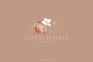 Floral Peaches Watercolor Flowers