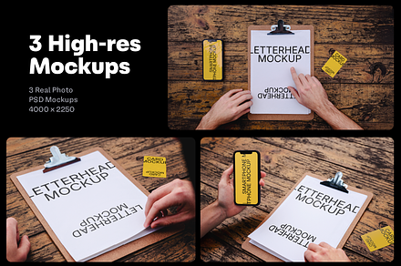 Clipboard, Card and Phone Mockups