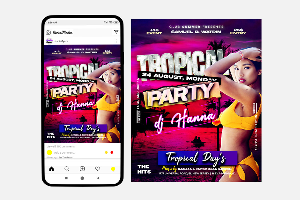 Tropical Party Instagram ( PSD ), a Social Media Template by studioflyers.com (Photo 1 of 3)