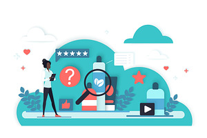 Product review analysis cloud, a Technology Illustration by Lemberg Vector