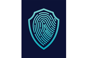 Secure shield fingerprint, a Technology Illustration by Things for designers
