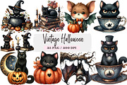 Vintage Halloween Cats and Bats, an Illustration by DreamArtGraphic (Thumbnail 1 of 4)
