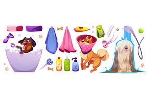 Pet grooming spa design elements set, an Animal Illustration by art PVP - market