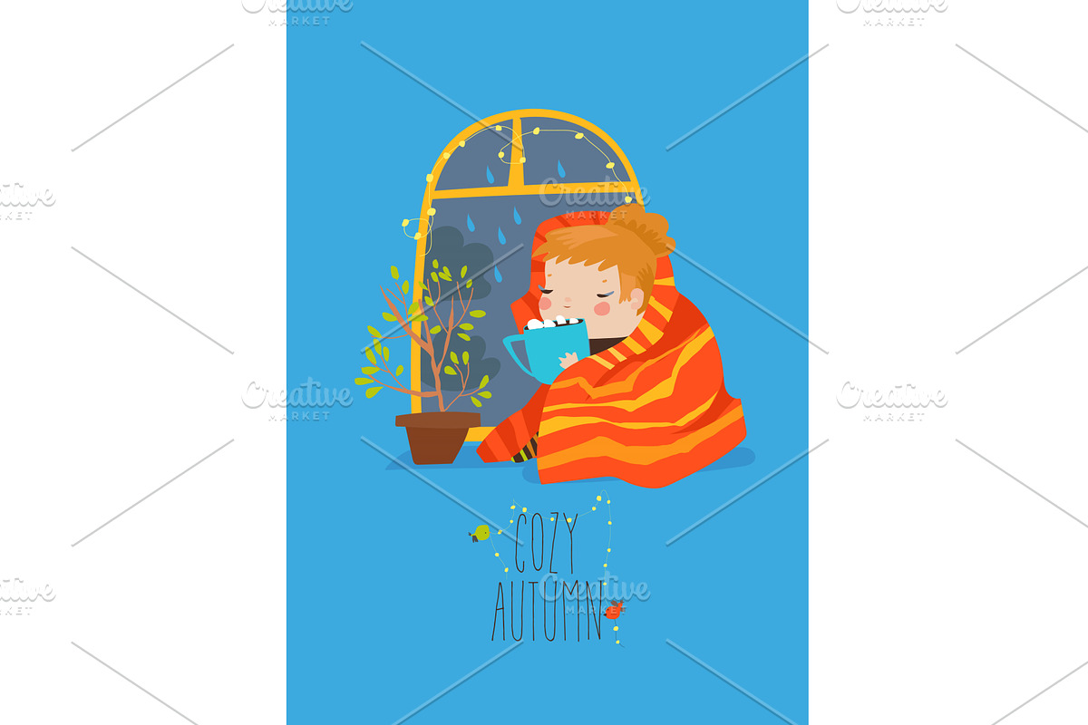 Girl drinking a cup of tea or coffee, a Person Illustration by Maria Starus