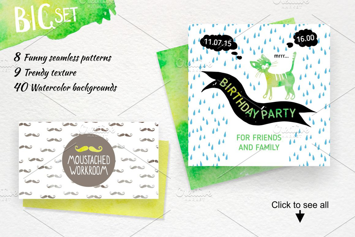 BIG SET! Watercolor collection, a Texture Illustration by OlgaAlekseenko (Photo 3 of 4)