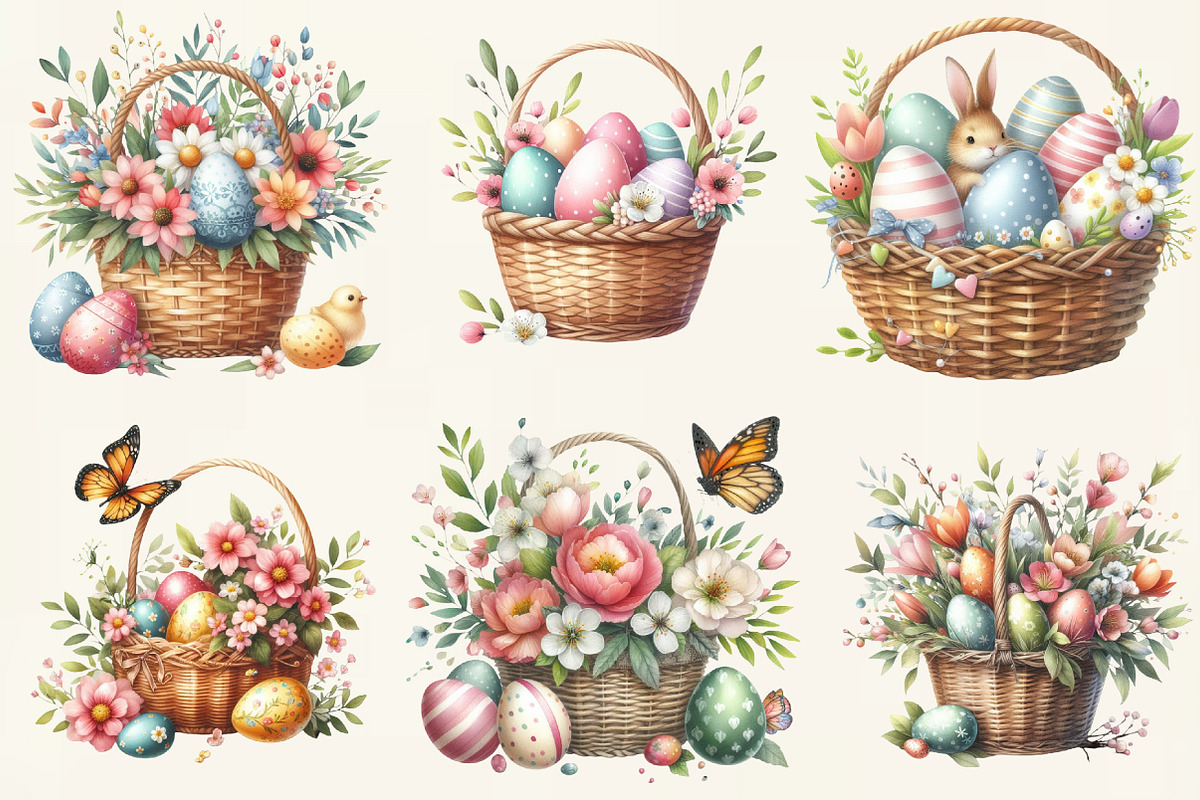 Watercolor Floral Easter Baskets, an Illustration by DreamCafeArt (Photo 2 of 6)