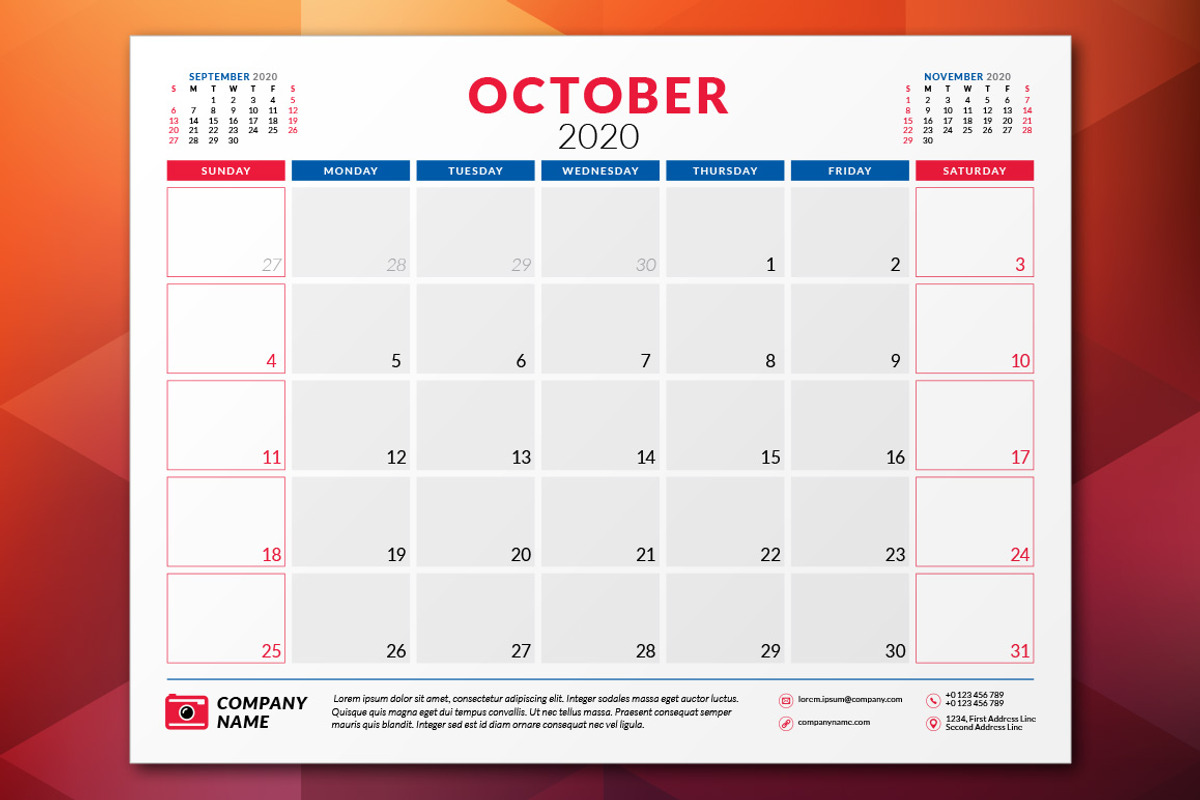 Monthly Planner 2020, a Stationery Template by AntartStock (Photo 3 of 6)