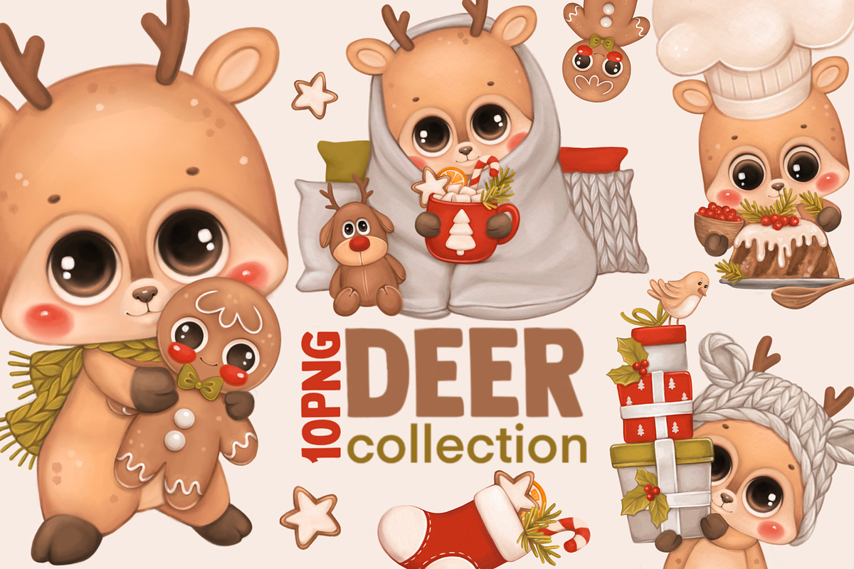 Christmas collection Deer, an Animal Illustration by designs.svkl (Photo 1 of 7)