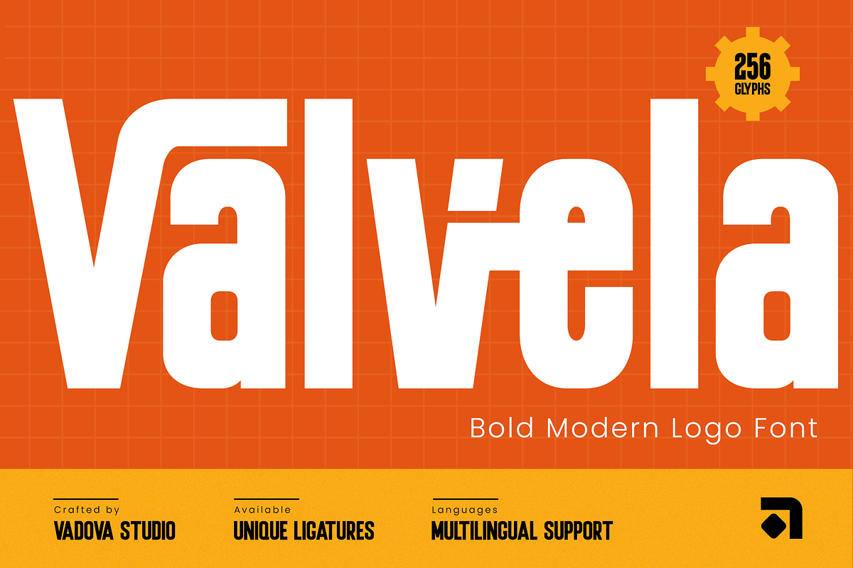 Valvela Bold Modern Logo Font, a Sans Serif Font by Vadovastd (Photo 1 of 9)