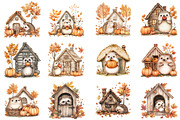 Autumn Hedgehog with House Clipart, an Illustration by CitraGraphics (Thumbnail 3 of 6)