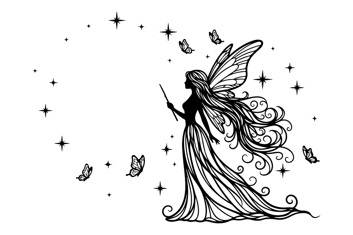 Fairy Moon Butterfly Silhouette, an Object Illustration by Gaye Art (Photo 19 of 31)