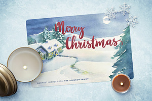 Watercolor Christmas Card Template 4
