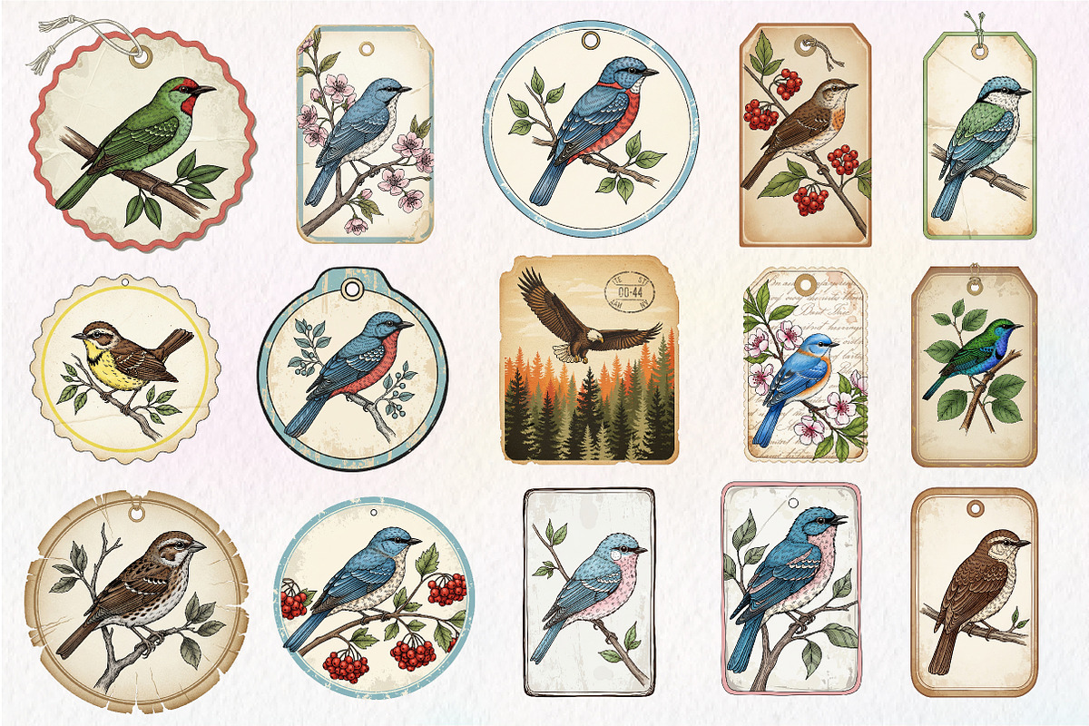 Bird Junk Journal Tags, Printable, an Illustration by Dream Creation (Photo 4 of 5)