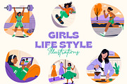 Girl Life Illustration Set, an Emoji Icon by Creative Stall (Thumbnail 1 of 9)