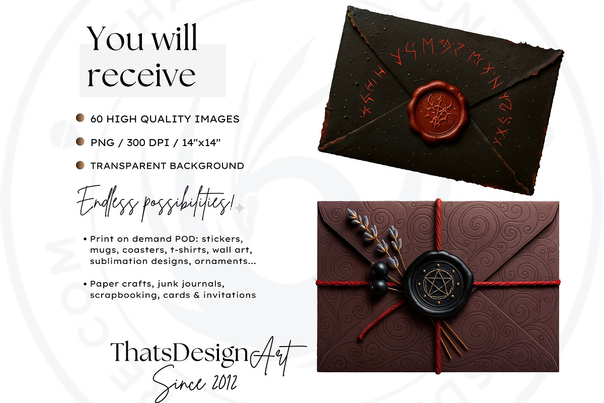 Magic Fantasy Envelopes Cliparts, an Object Illustration by ThatsDesignArt (Photo 2 of 10)