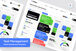 Task Management Admin Dashboard, an UI Kit Template by SquidPixey