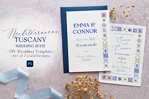 Mediterranean Tuscany Wedding Suite, an Invitation Template by BlueRobinDesignShop