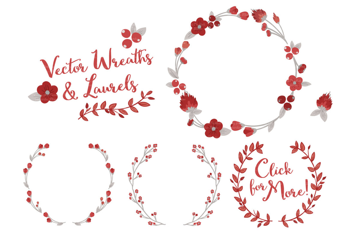 Ruby Vector Flower Wreaths, an Illustration by Amanda Ilkov (Photo 3 of 3)