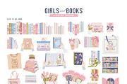 Book Lovers Clipart. Girls and Books, an Object Illustration by VerAna (Thumbnail 4 of 24)