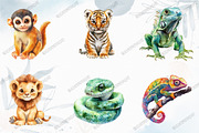 Cute Jungle Animals Watercolor Clipa, an Illustration by designcity5 (Thumbnail 3 of 5)