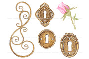 Watercolor vintage Keys and locks, an Object Illustration by ArtfulStudio (Thumbnail 5 of 9)