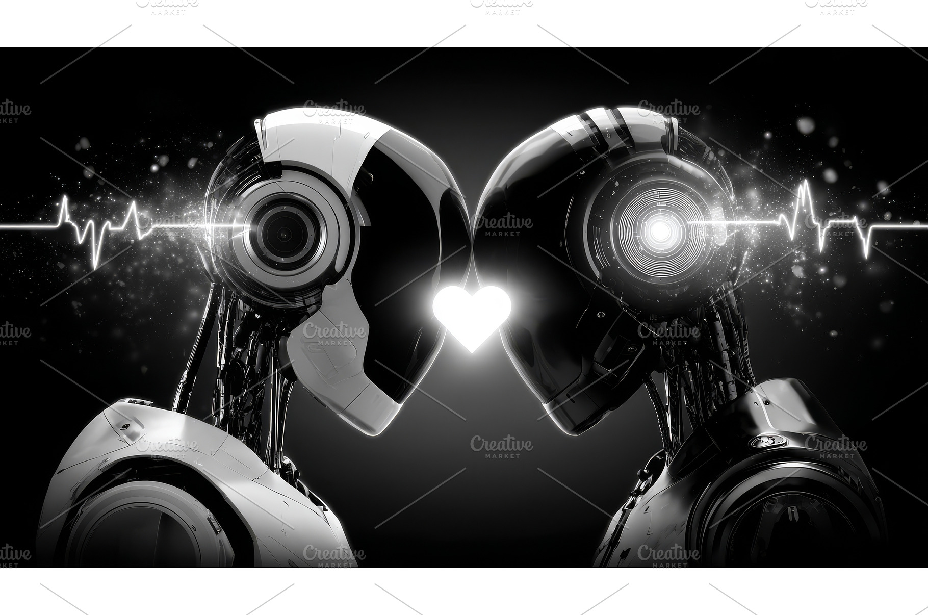 In a futuristic setting, two robots, a Technology Photo by ZinetroN