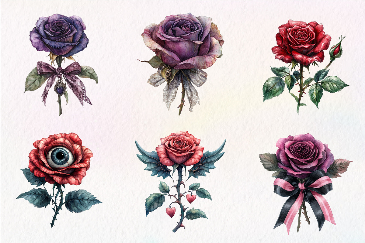 Gothic Roses Clipart, an Illustration by CreationArt (Photo 6 of 9)