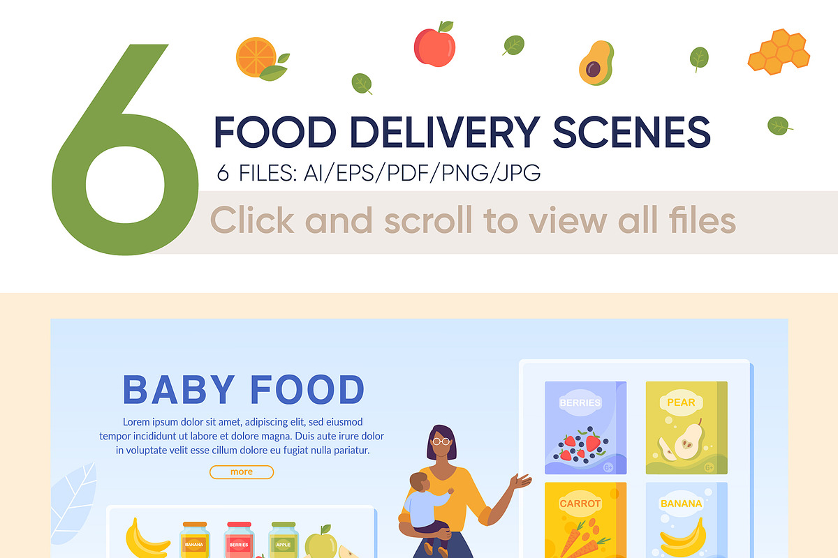 Food Delivery Vector Scenes, a Landing Page Template by Tera Vector (Photo 2 of 2)