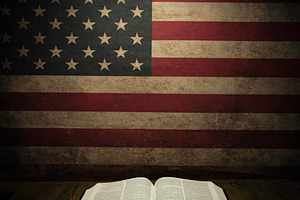 Holy bible with vintage american fla stock photo containing usa and american