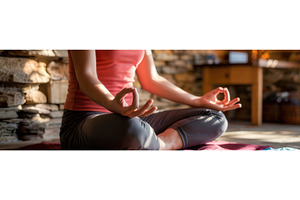 Woman practicing meditation in a, an Illustration by tilialucida