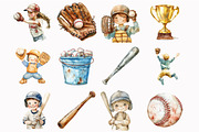 Watercolor Baseball Clipart, an Illustration by Design Market (Thumbnail 2 of 4)